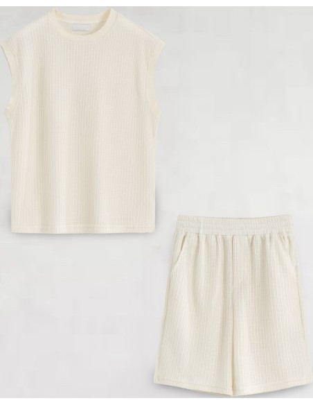 ENSEMBLE SHORT DEBARDEUR ECRU