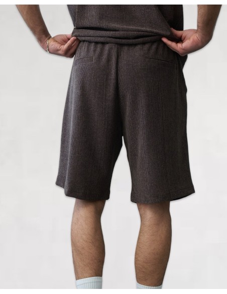 SHORT TEXTURÉ SOUPLE MARRON